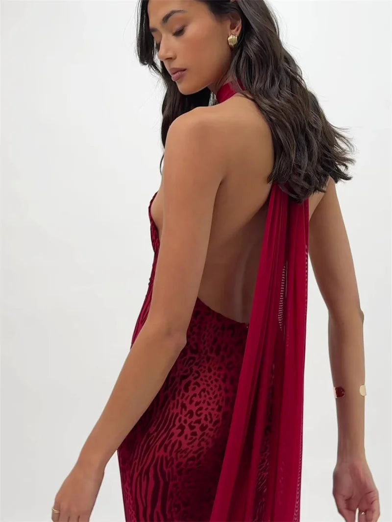 Robe imprimé léopard rouge