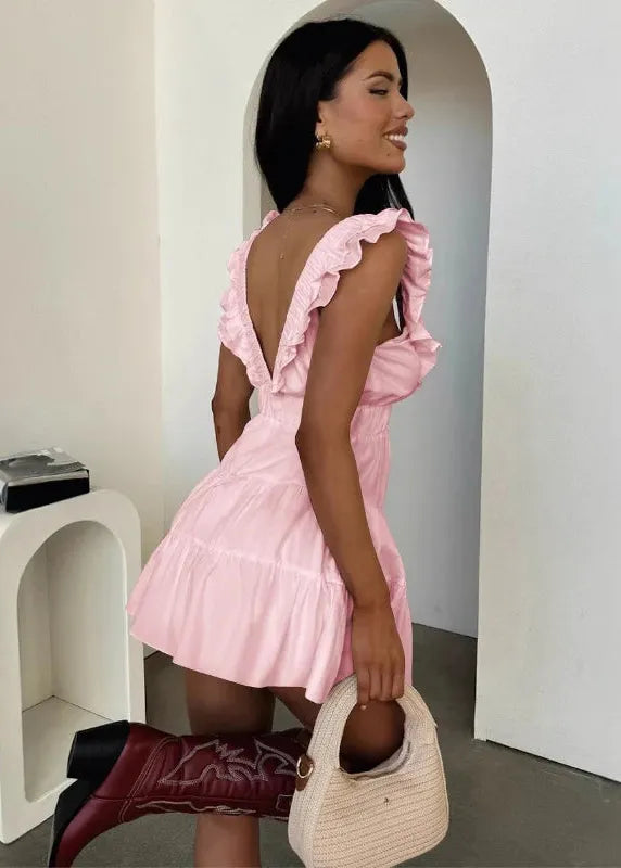 Robe courte rose pale