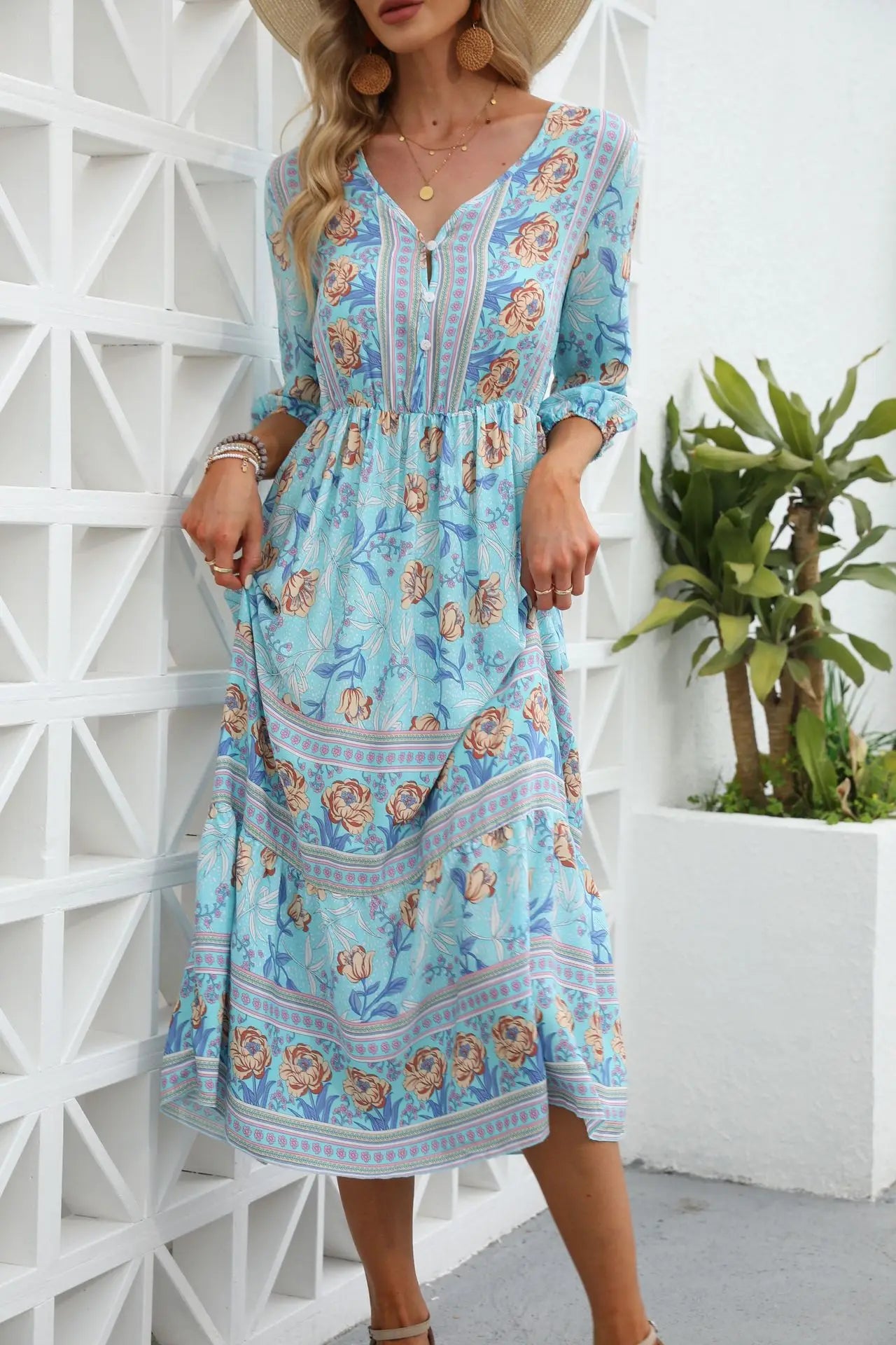 Robe boheme bleu clair
