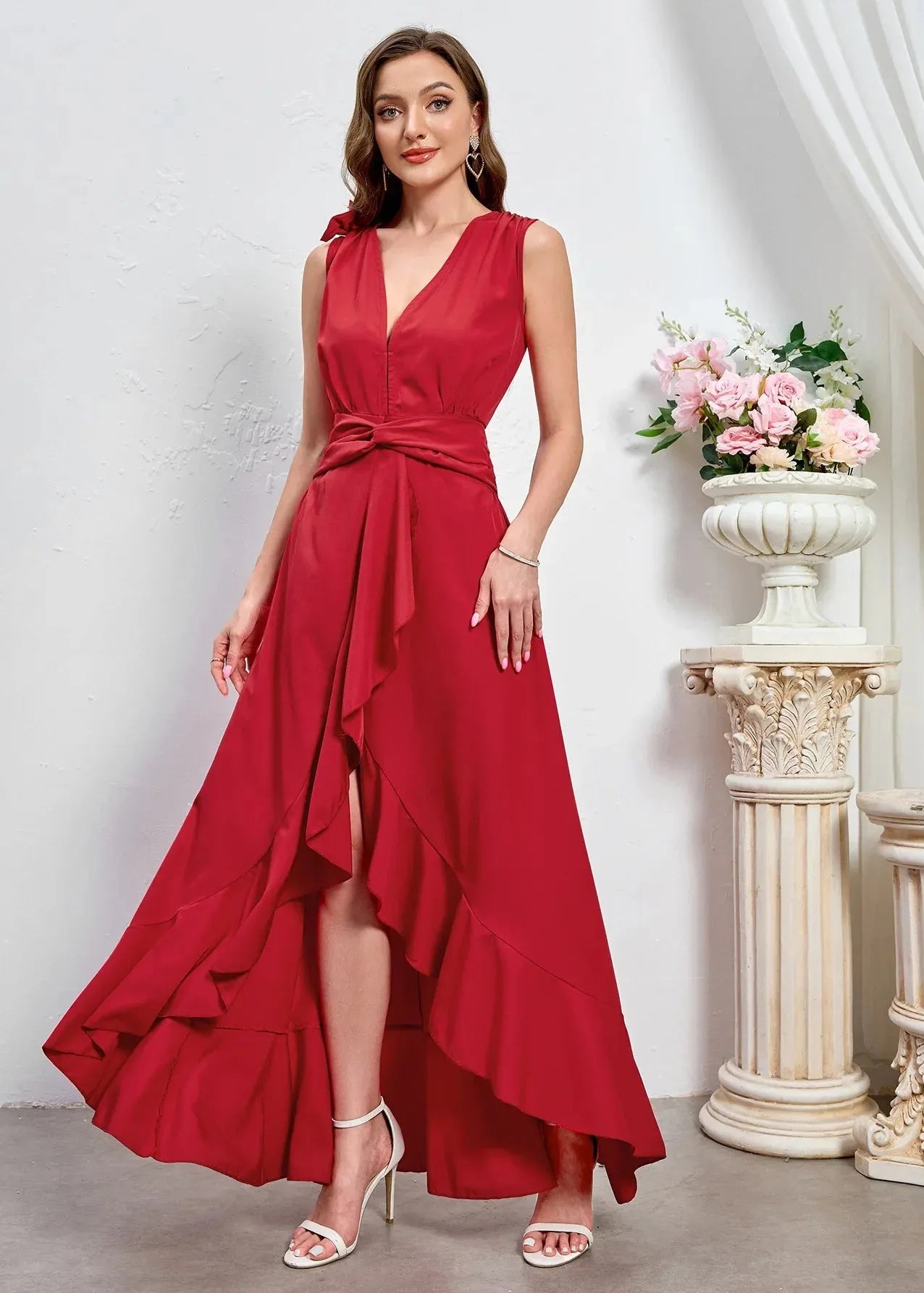 Robe longue portefeuille rouge