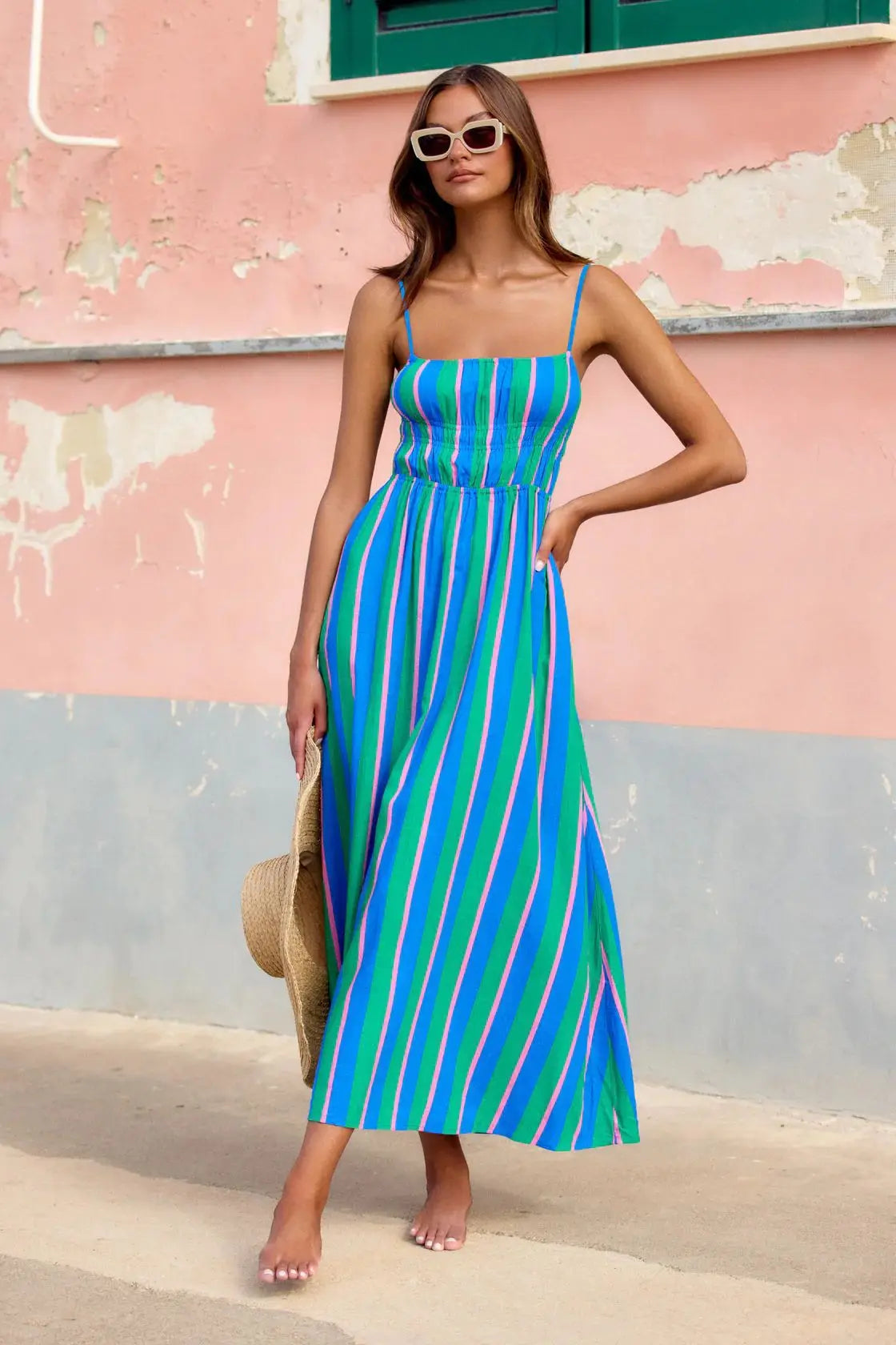 Robe rayée bleu