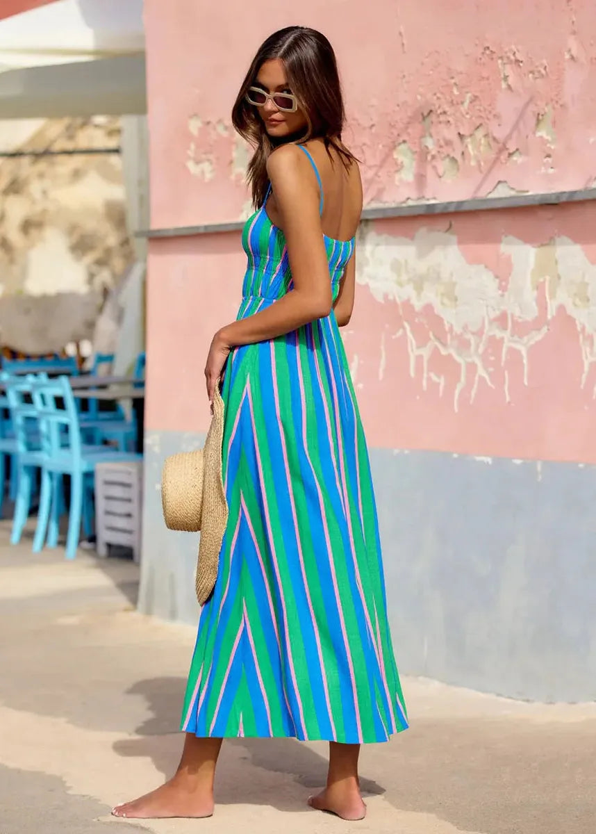 Robe rayée bleu