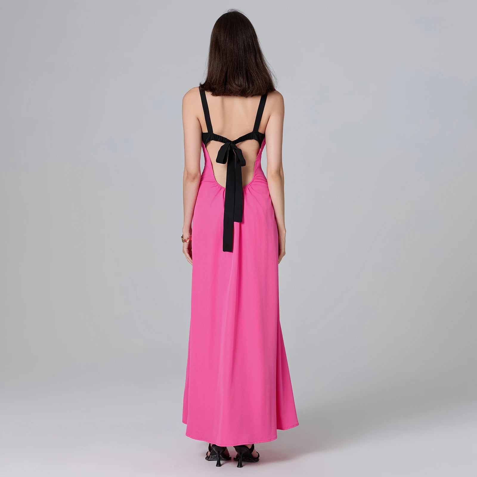 Robe longue fluide rose