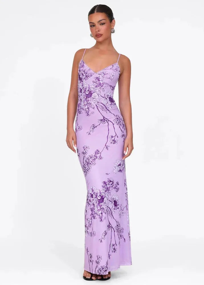 Robe longue lilas