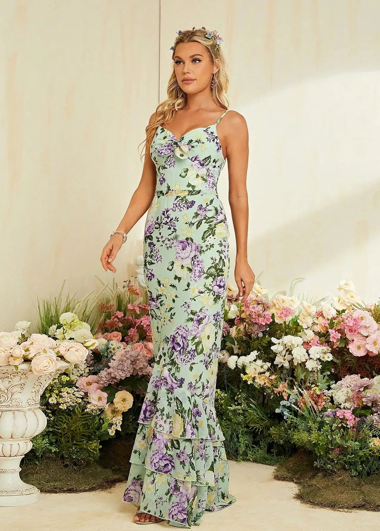 Robe demoiselle d'honneur sirene fleurie