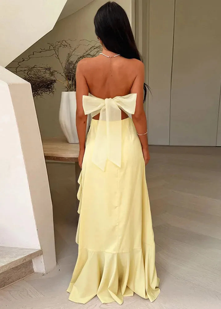 Robe demoiselle d'honneur jaune pastel