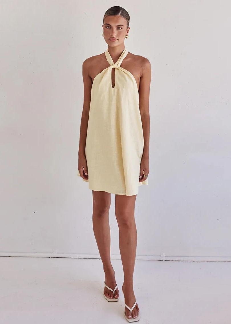 Robe droite jaune chic