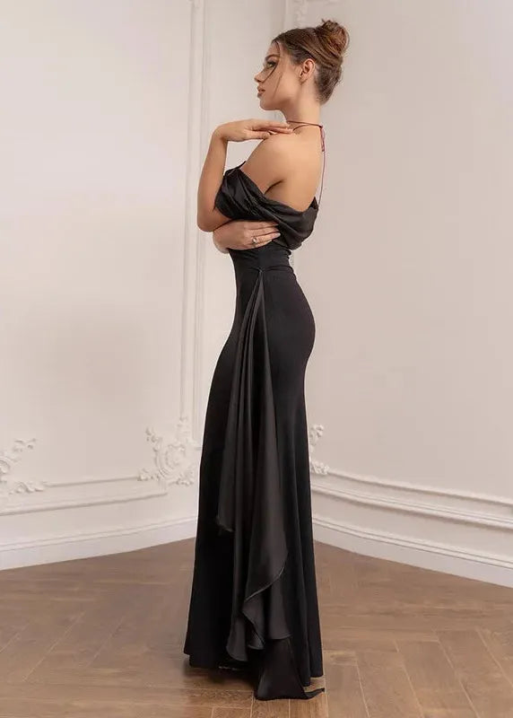 Robe longue noire habillée