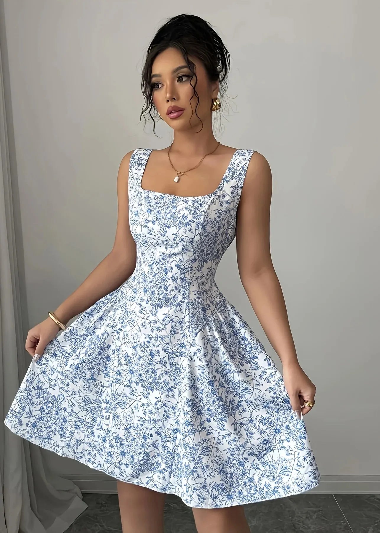 Robe fleurs bleues