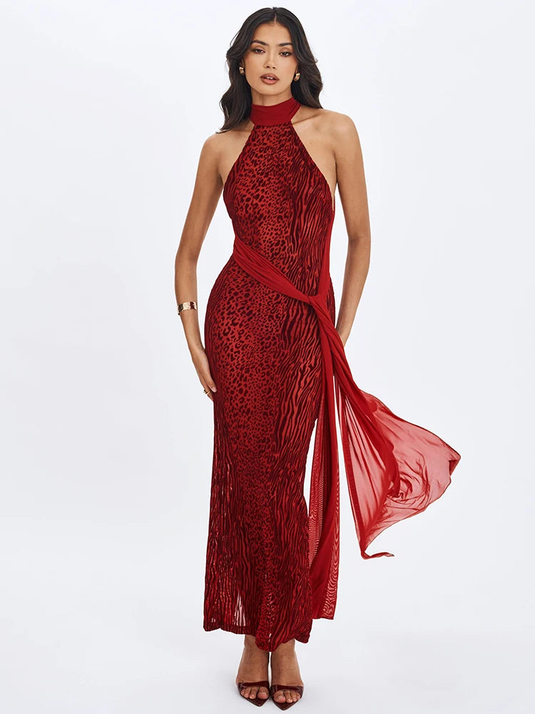 Robe imprimé léopard rouge