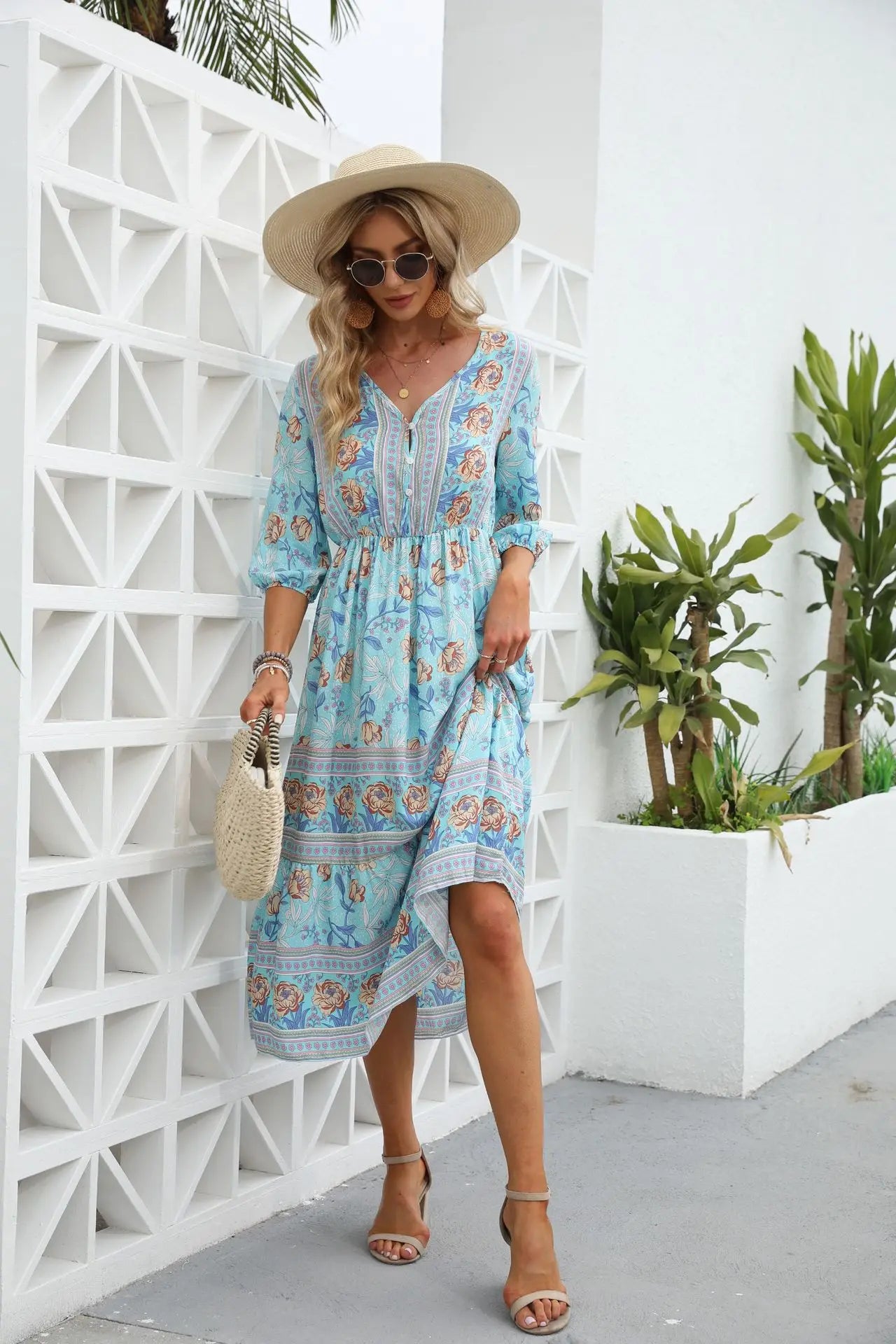 Robe boheme bleu clair