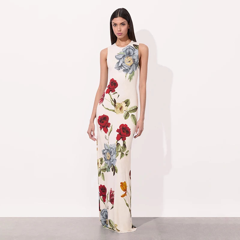 Robe longue grosses fleurs