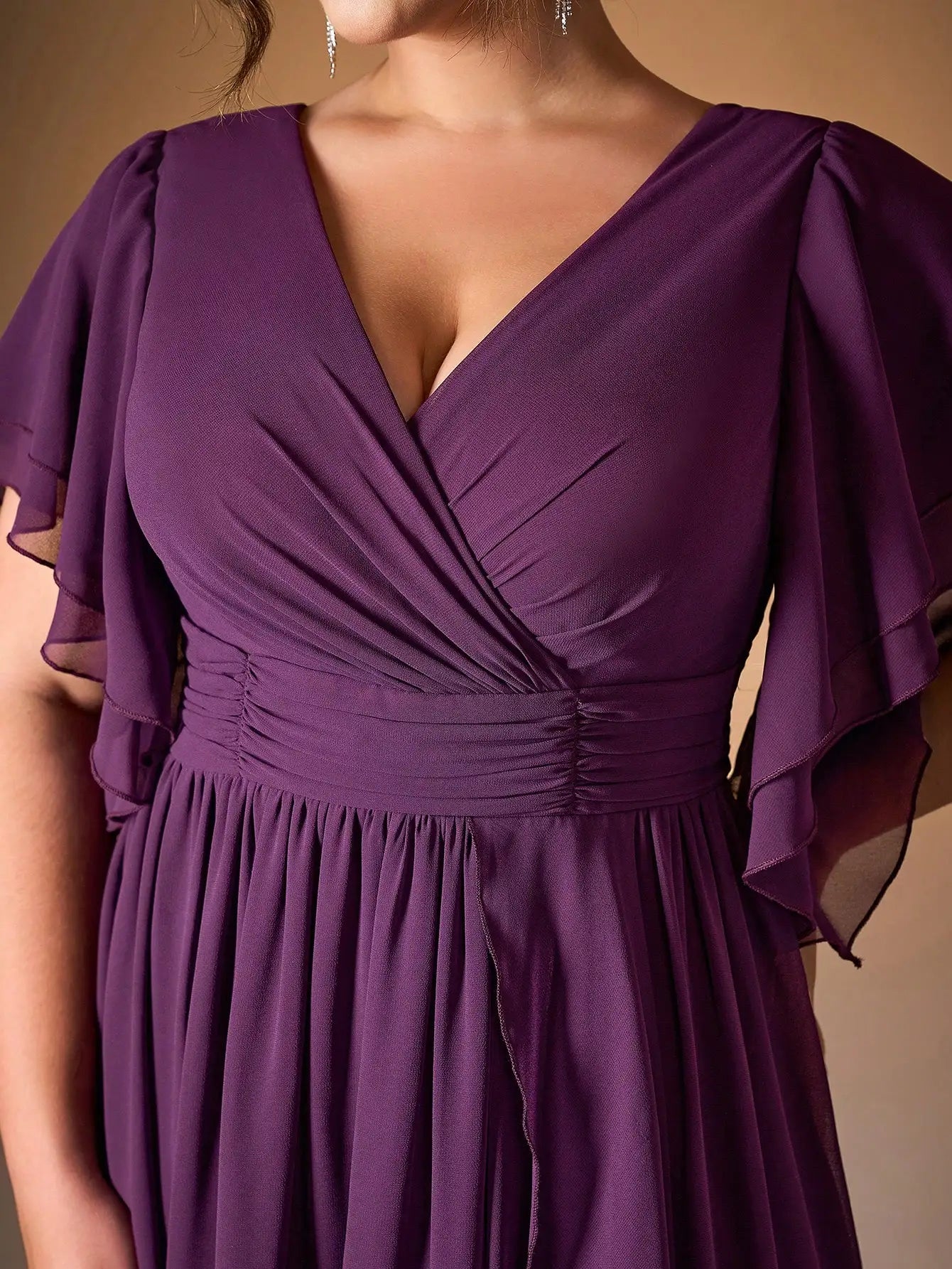 Robe demoiselle d'honneur grande taille violette