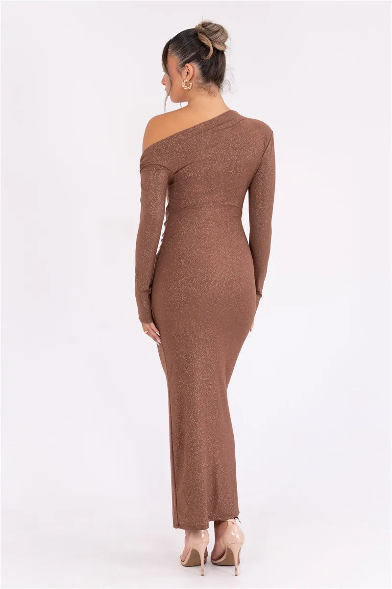 Robe marron paillette