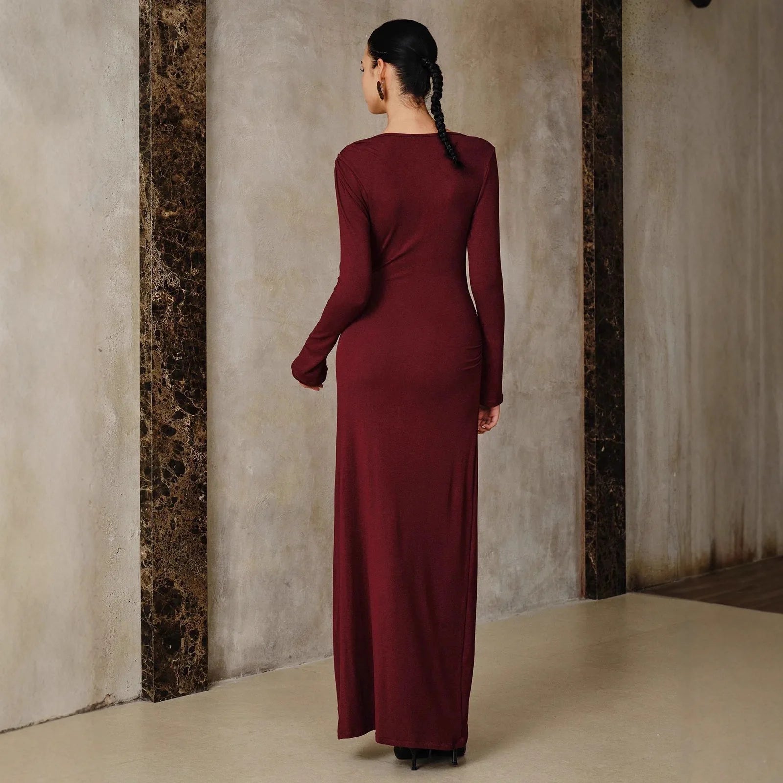 Robe manche longue bordeaux