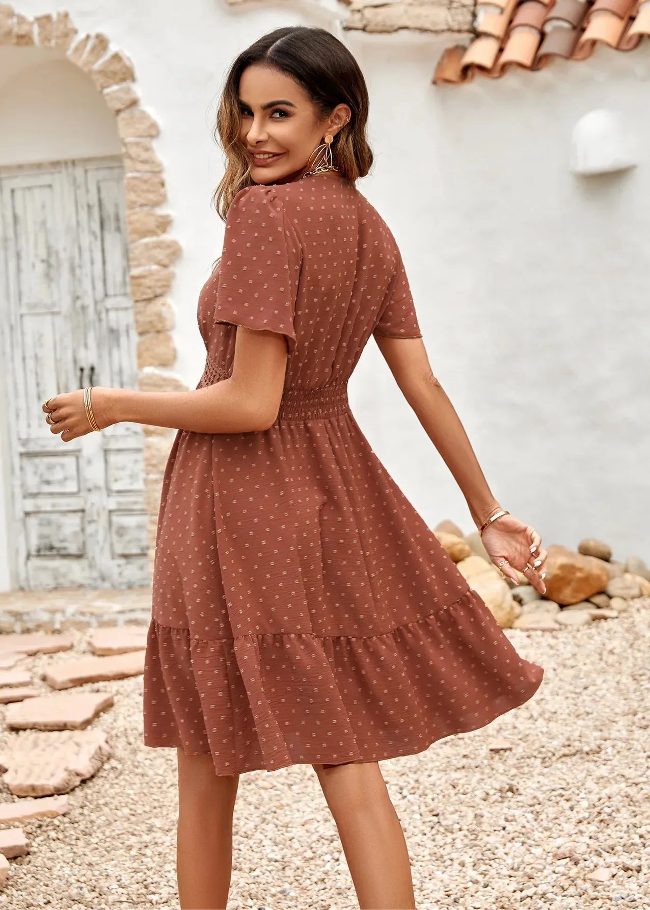Robe patineuse terracotta