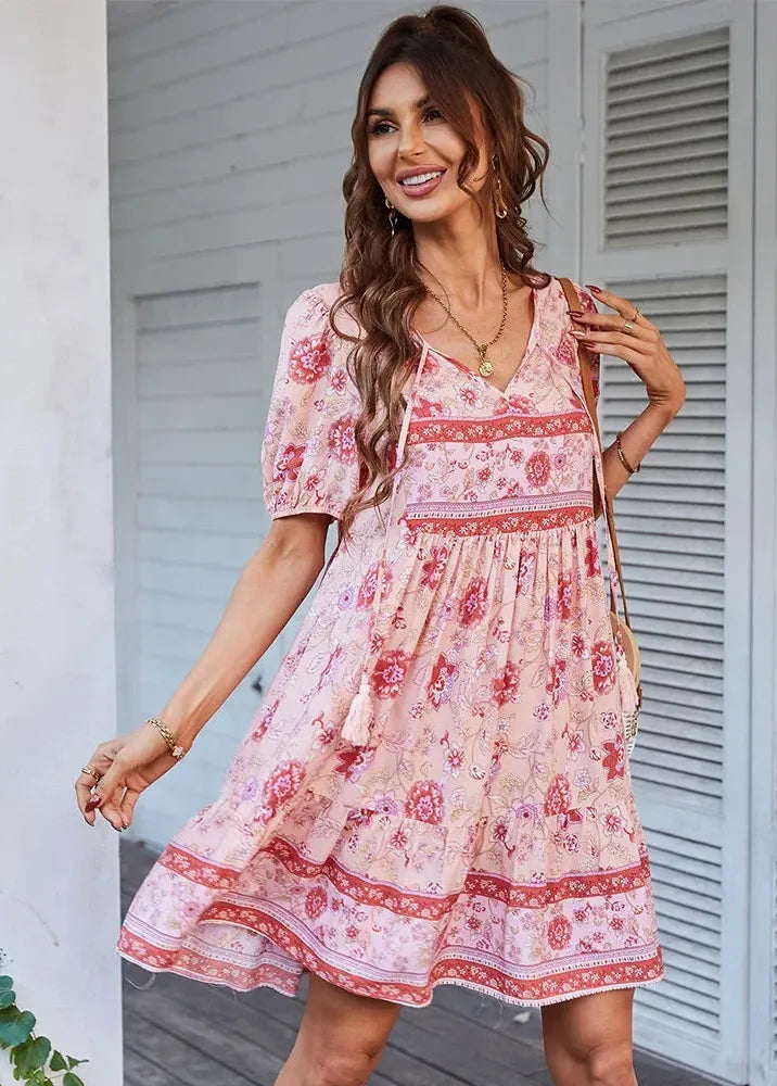 Robe boheme chic rose