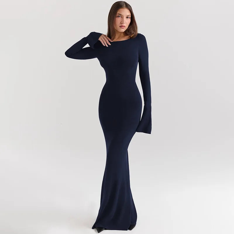Robe bleu marine manche longue