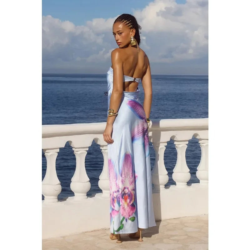 Robe satin fluide motif fleurs