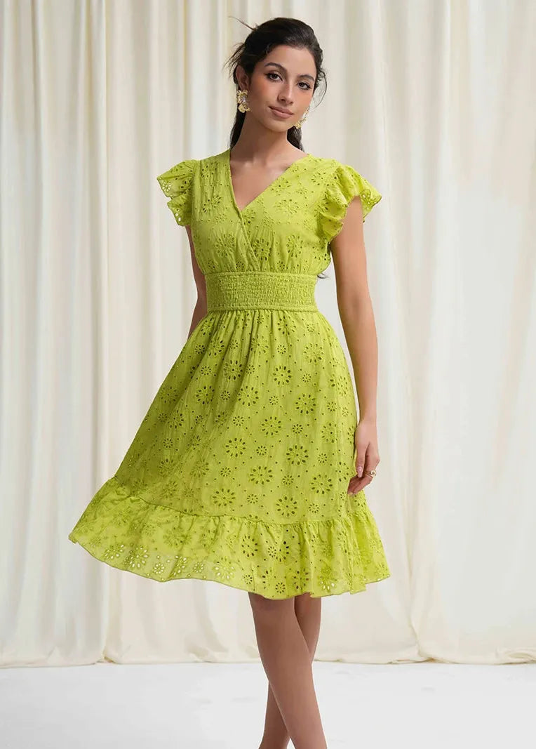 Robe midi broderie anglaise