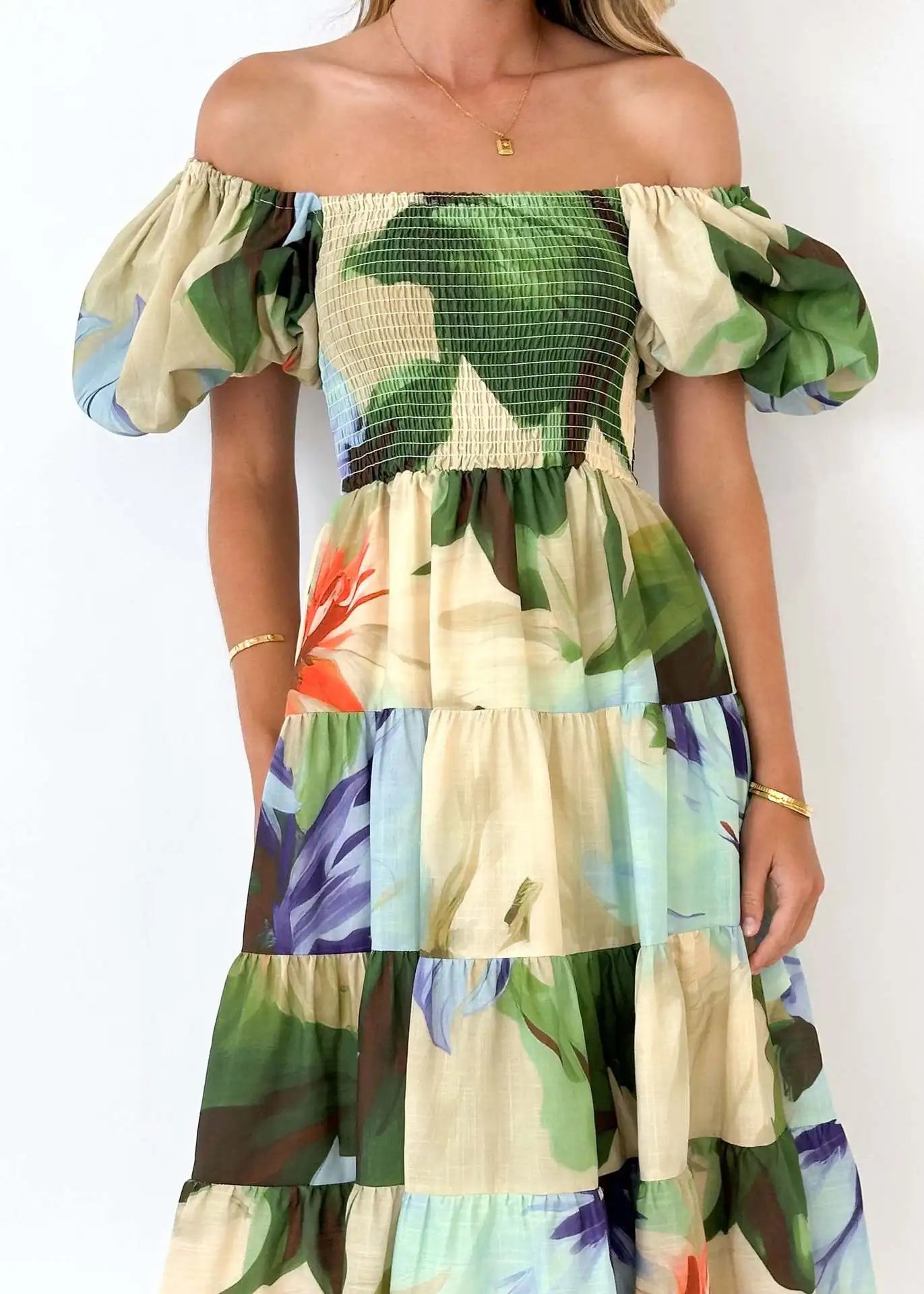 Robe fleurie manche bouffante