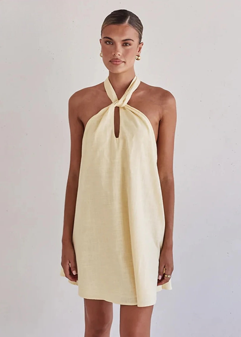 Robe droite jaune chic