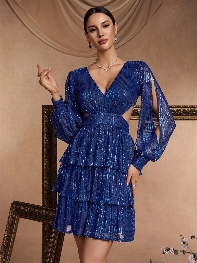 Robe de soirée sequin bleu