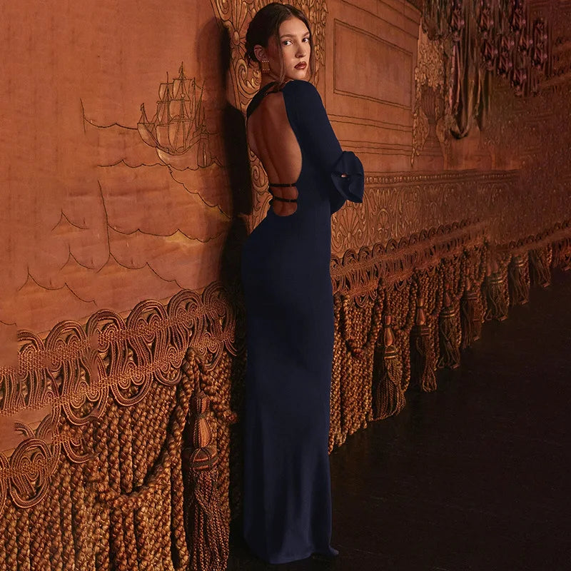 Robe bleu marine manche longue