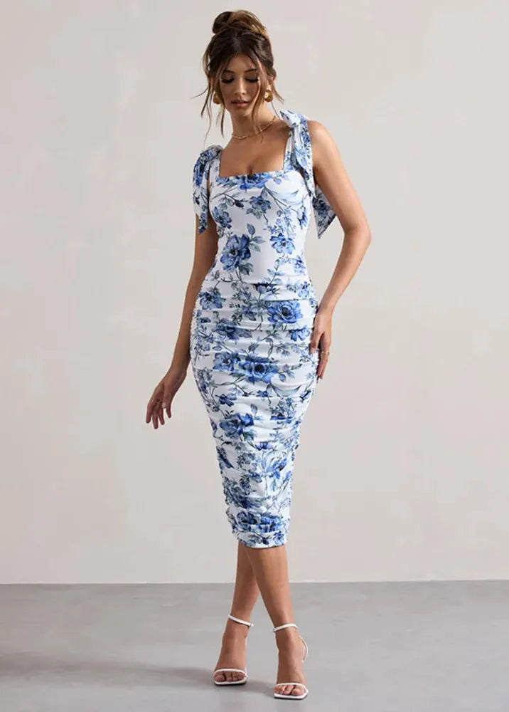 Robe bleu à fleur
