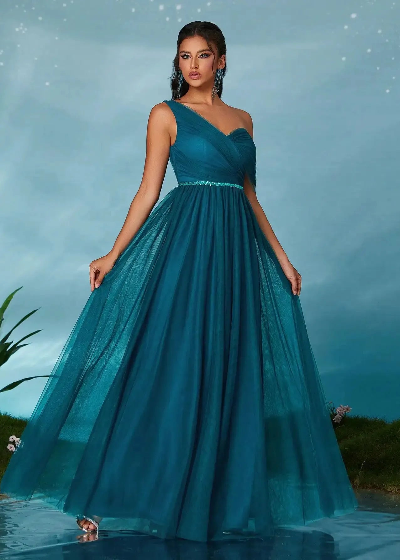 Robe de bal bleue tulle