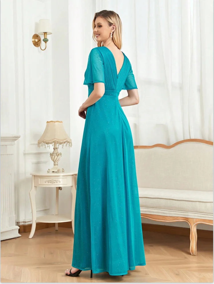 Robe cérémonie bleu cyan