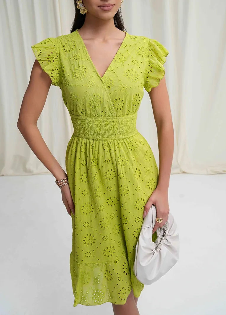 Robe midi broderie anglaise