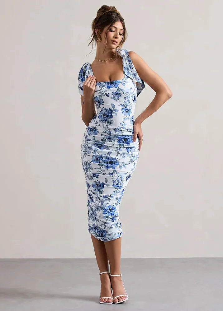 Robe bleu à fleur
