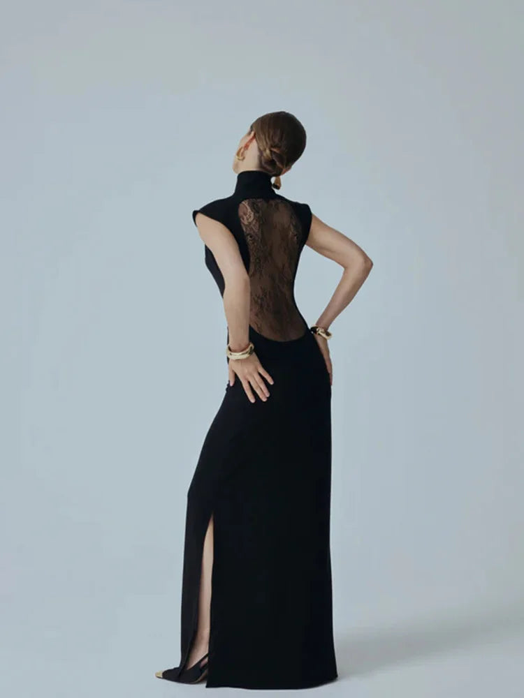 Robe noire dos nu dentelle