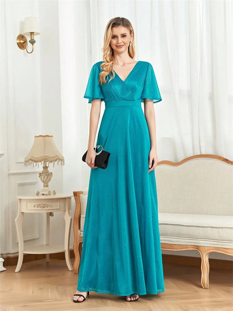 Robe cérémonie bleu cyan