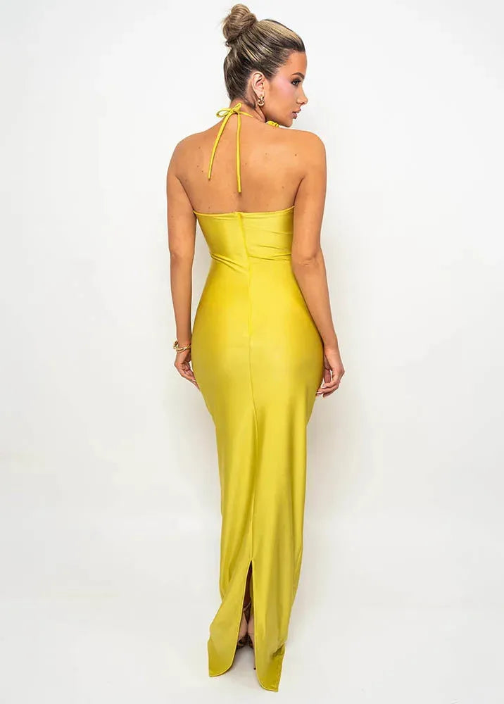 Robe moulante jaune
