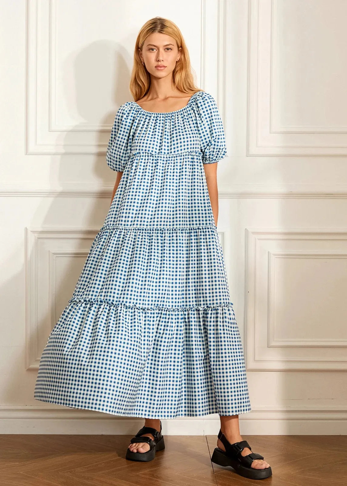 Robe longue vichy