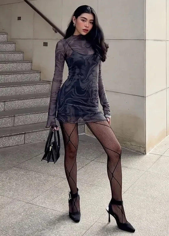 Robe transparente manche longue