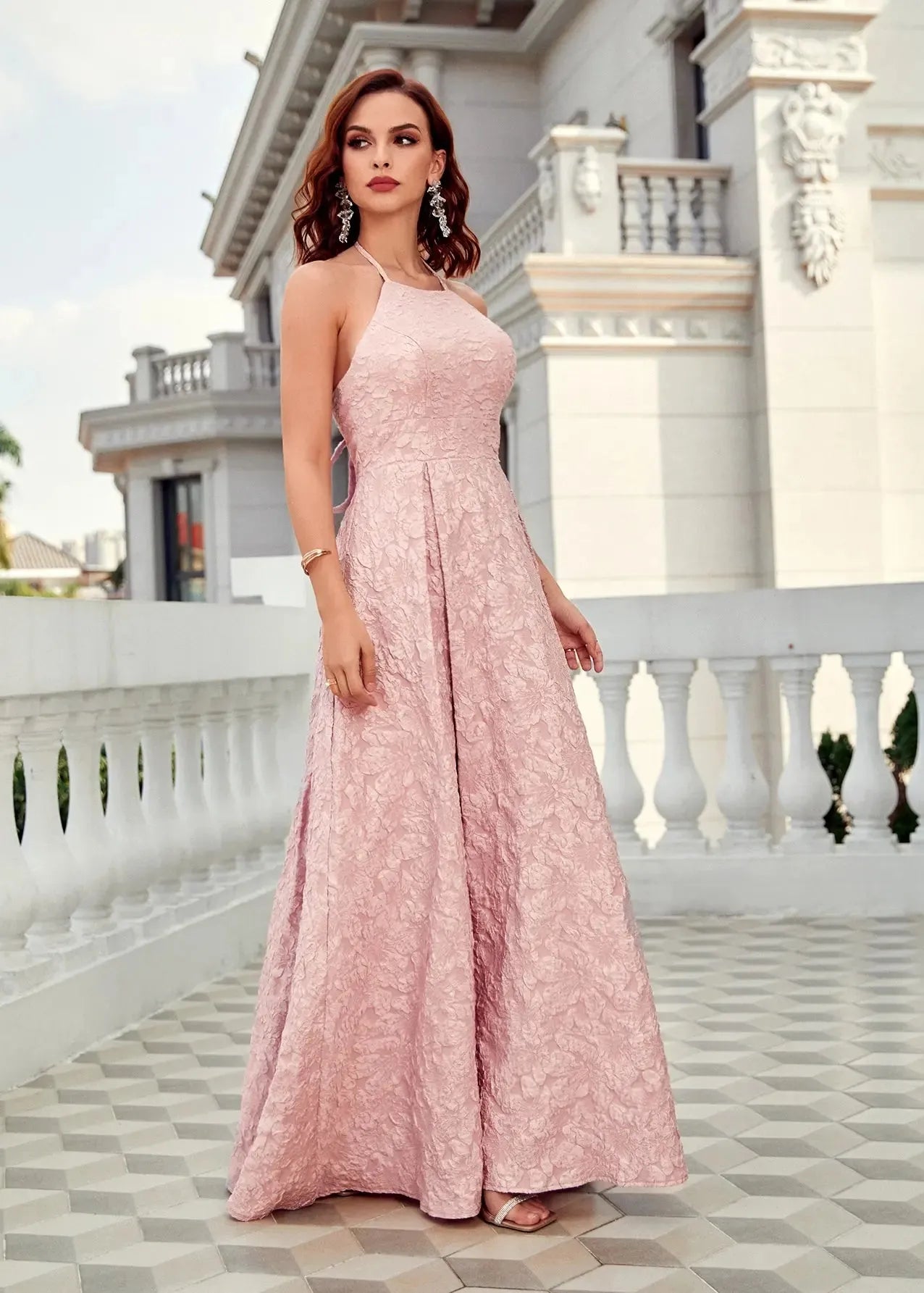 Robe de bal rose poudré