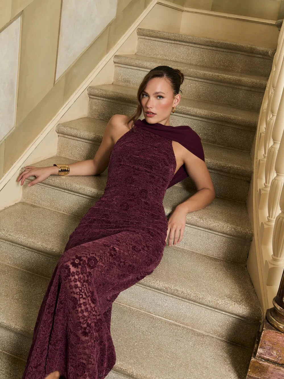 Robe de soirée bordeaux velours