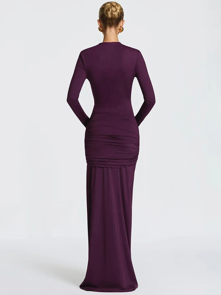 Robe de soirée longue prune
