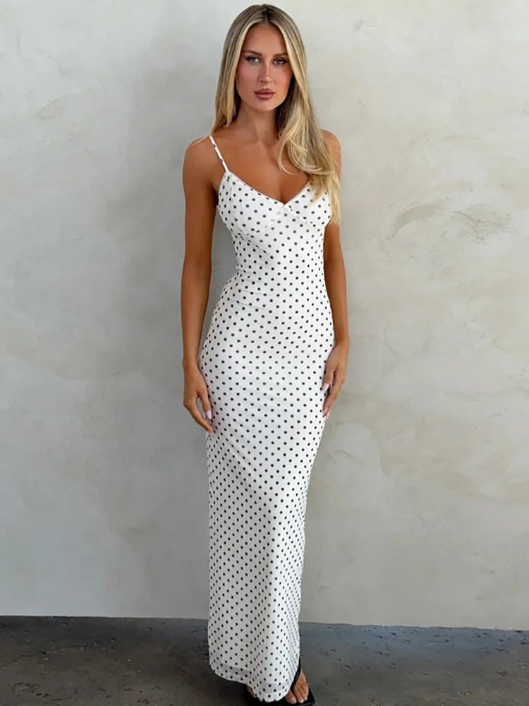 Robe pois blanche à bretelle