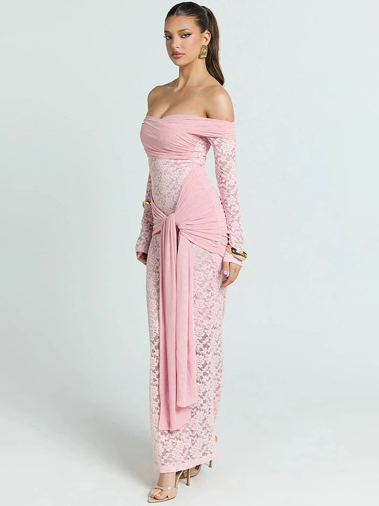 Robe dentelle rose