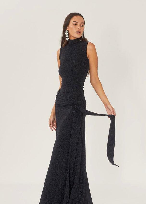 Robe soirée noire brillante