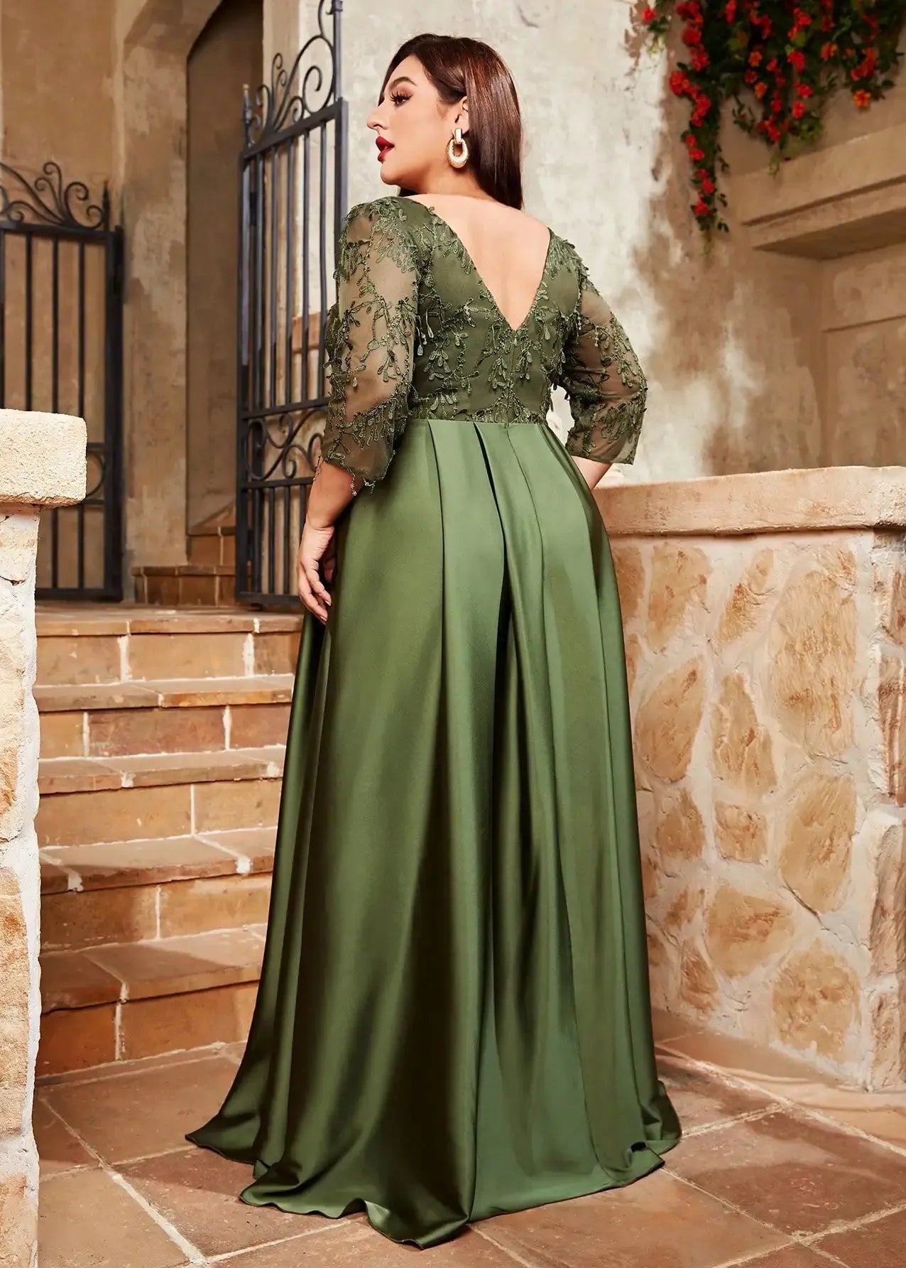 Robe demoiselle d'honneur grande taille vert olive