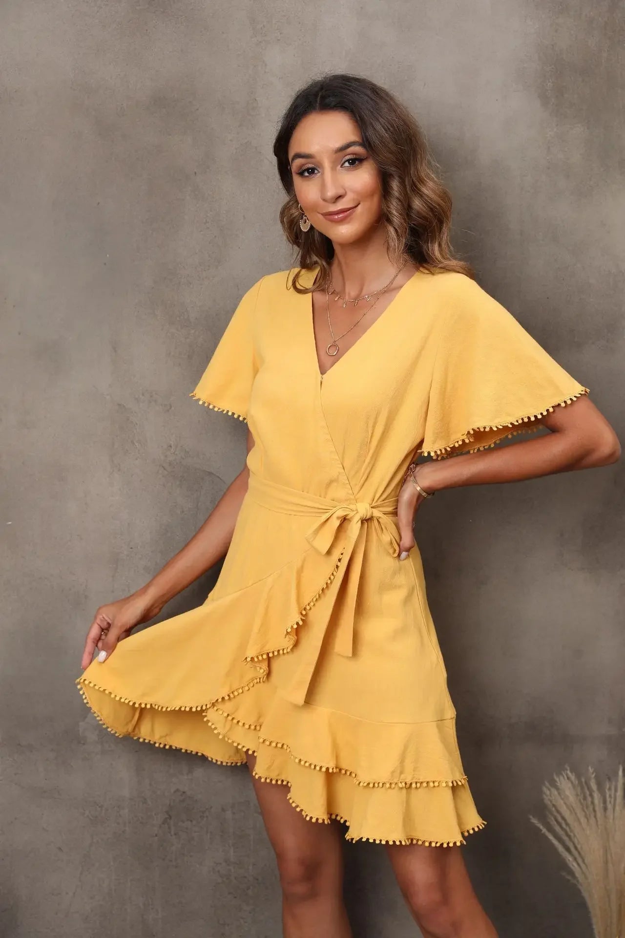 robe portefeuille jaune