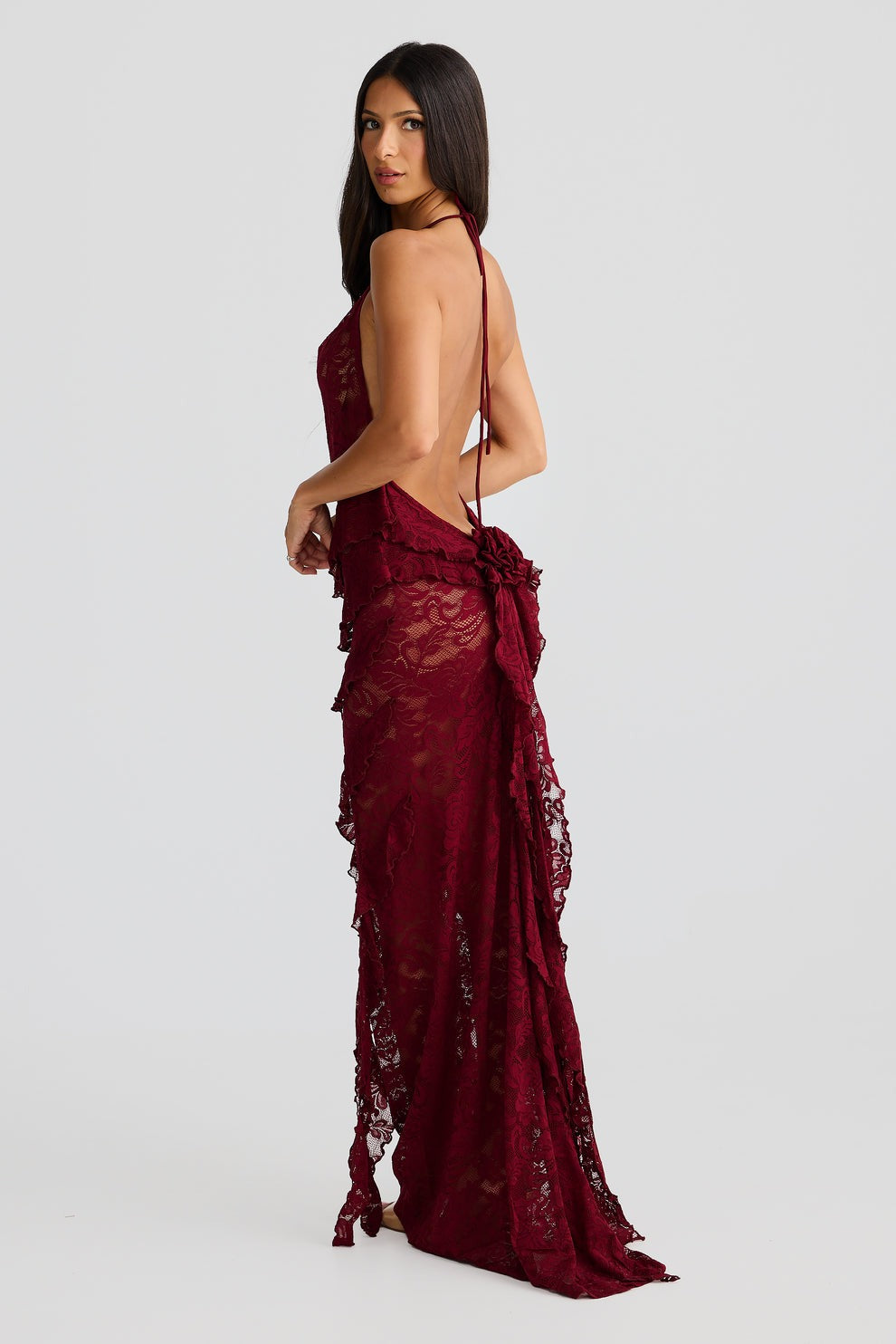 Robe bordeaux dentelle