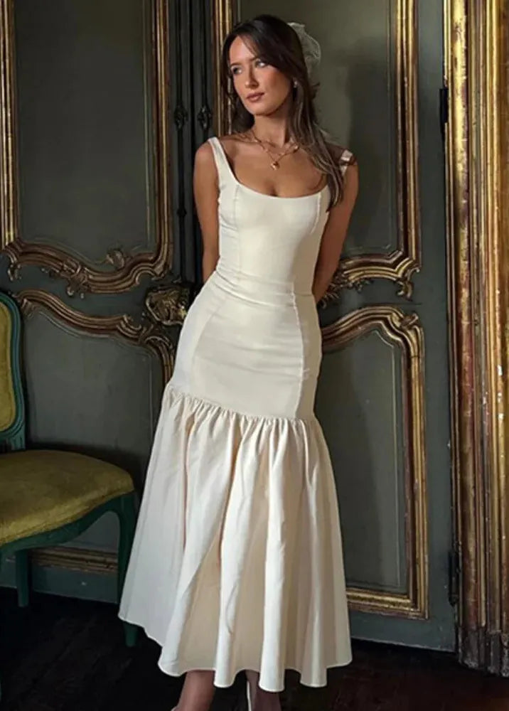 Robe blanche plissée-Robe Parfaite
