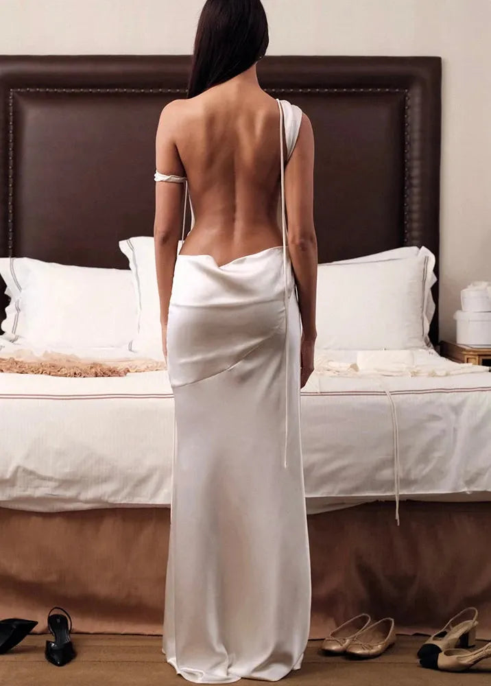 Robe blanche satin-Robe Parfaite