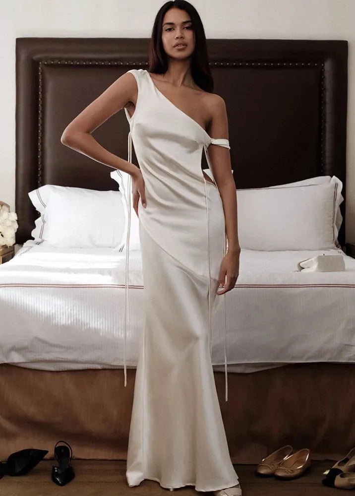 Robe blanche satin-Robe Parfaite